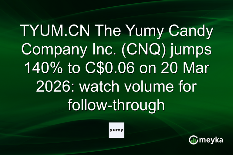 TYUM.CN The Yumy Candy Company Inc. (CNQ) jumps 140% to C$0.06 on 20 Mar 2026: watch volume for follow-through
