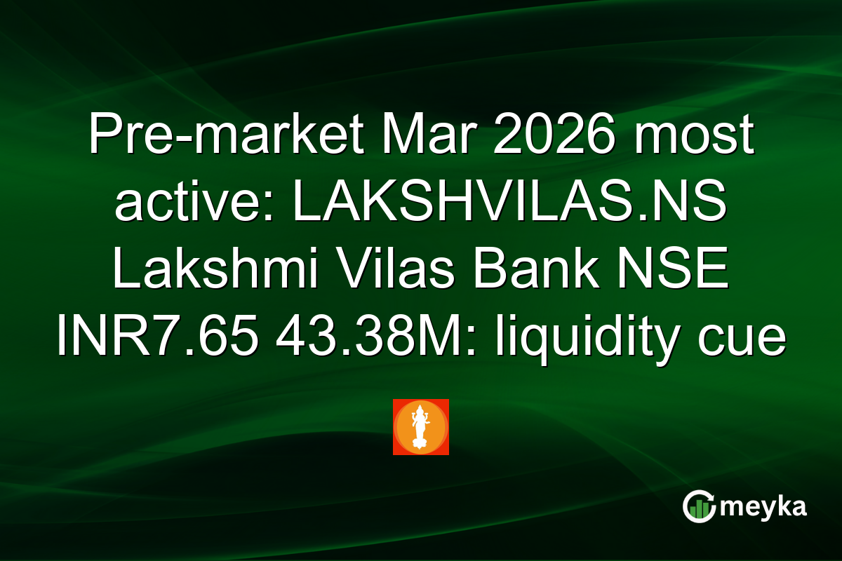 Pre-market Mar 2026 most active: LAKSHVILAS.NS Lakshmi Vilas Bank NSE INR7.65 43.38M: liquidity cue