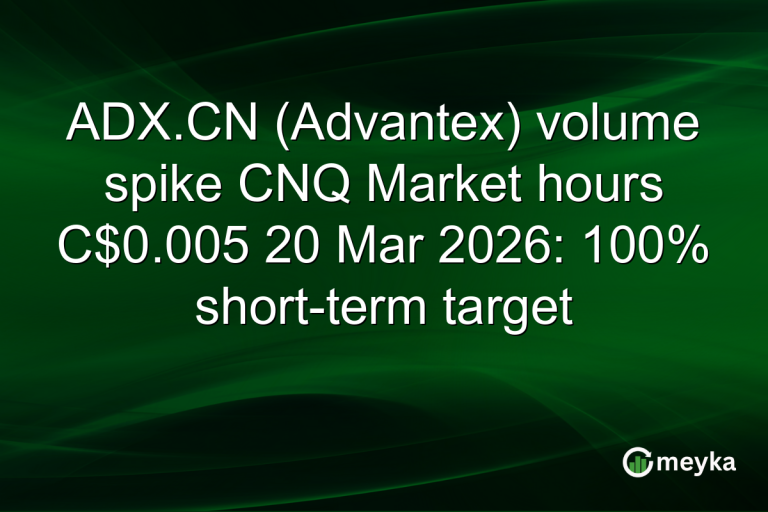 ADX.CN (Advantex) volume spike CNQ Market hours C$0.005 20 Mar 2026: 100% short-term target