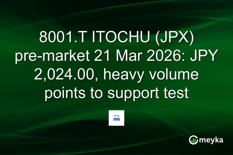 8001.T ITOCHU (JPX) pre-market 21 Mar 2026: JPY 2,024.00, heavy volume points to support test