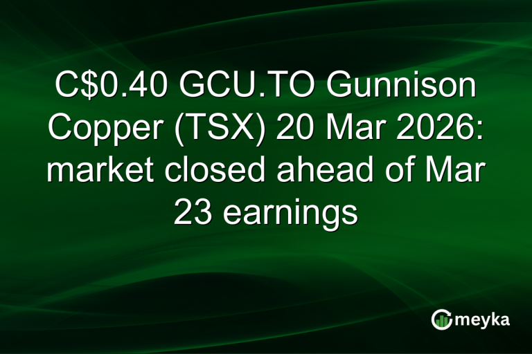 C$0.40 GCU.TO Gunnison Copper (TSX) 20 Mar 2026: market closed ahead of Mar 23 earnings