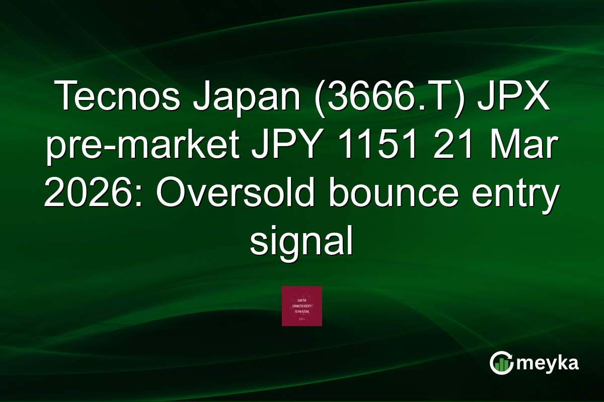 Tecnos Japan (3666.T) JPX pre-market JPY 1151 21 Mar 2026: Oversold bounce entry signal