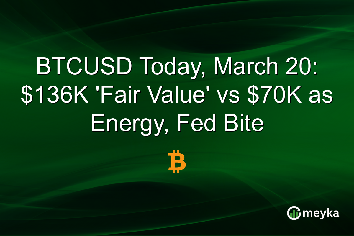 BTCUSD Today, March 20: $136K βFair Valueβ vs $70K as Energy, Fed Bite