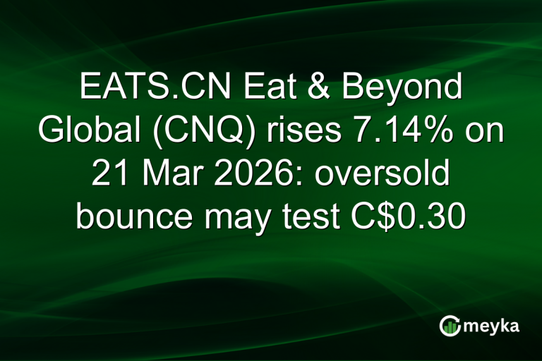 EATS.CN Eat & Beyond Global (CNQ) rises 7.14% on 21 Mar 2026: oversold bounce may test C$0.30