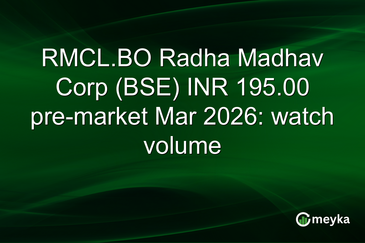 RMCL.BO Radha Madhav Corp (BSE) INR 195.00 pre-market Mar 2026: watch volume