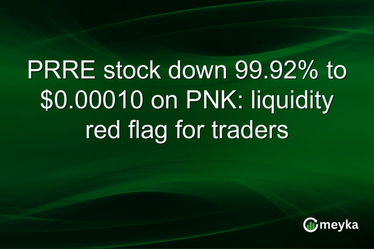 PRRE stock down 99.92% to $0.00010 on PNK: liquidity red flag for traders