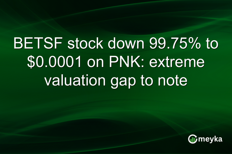 BETSF stock down 99.75% to $0.0001 on PNK: extreme valuation gap to note