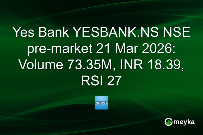 Yes Bank YESBANK.NS NSE pre-market 21 Mar 2026: Volume 73.35M, INR 18.39, RSI 27