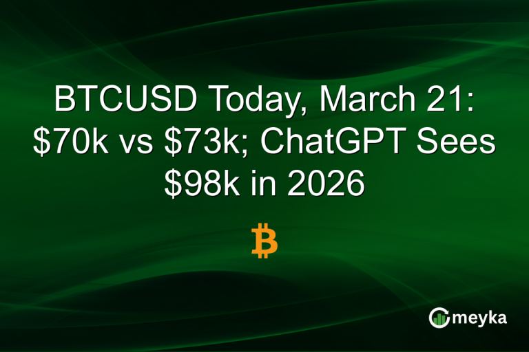 BTCUSD Today, March 21: $70k vs $73k; ChatGPT Sees $98k in 2026