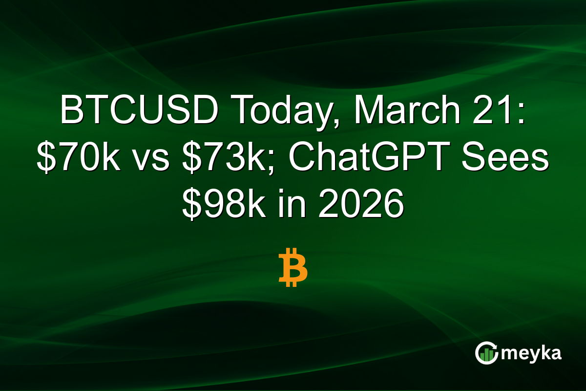 BTCUSD Today, March 21: $70k vs $73k; ChatGPT Sees $98k in 2026