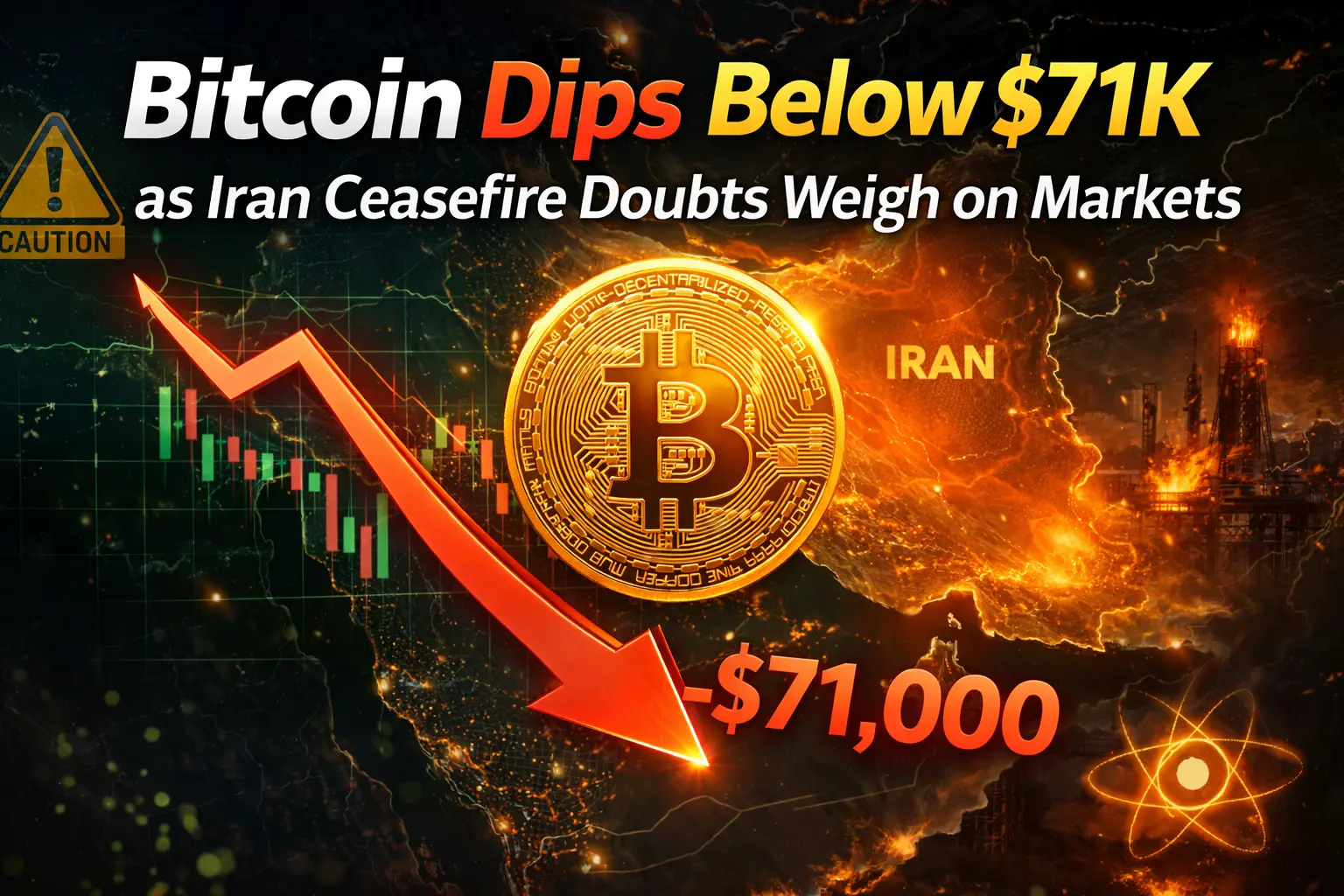 Bitcoin Dips Below $71K as Iran Ceasefire Doubts Weigh on Markets