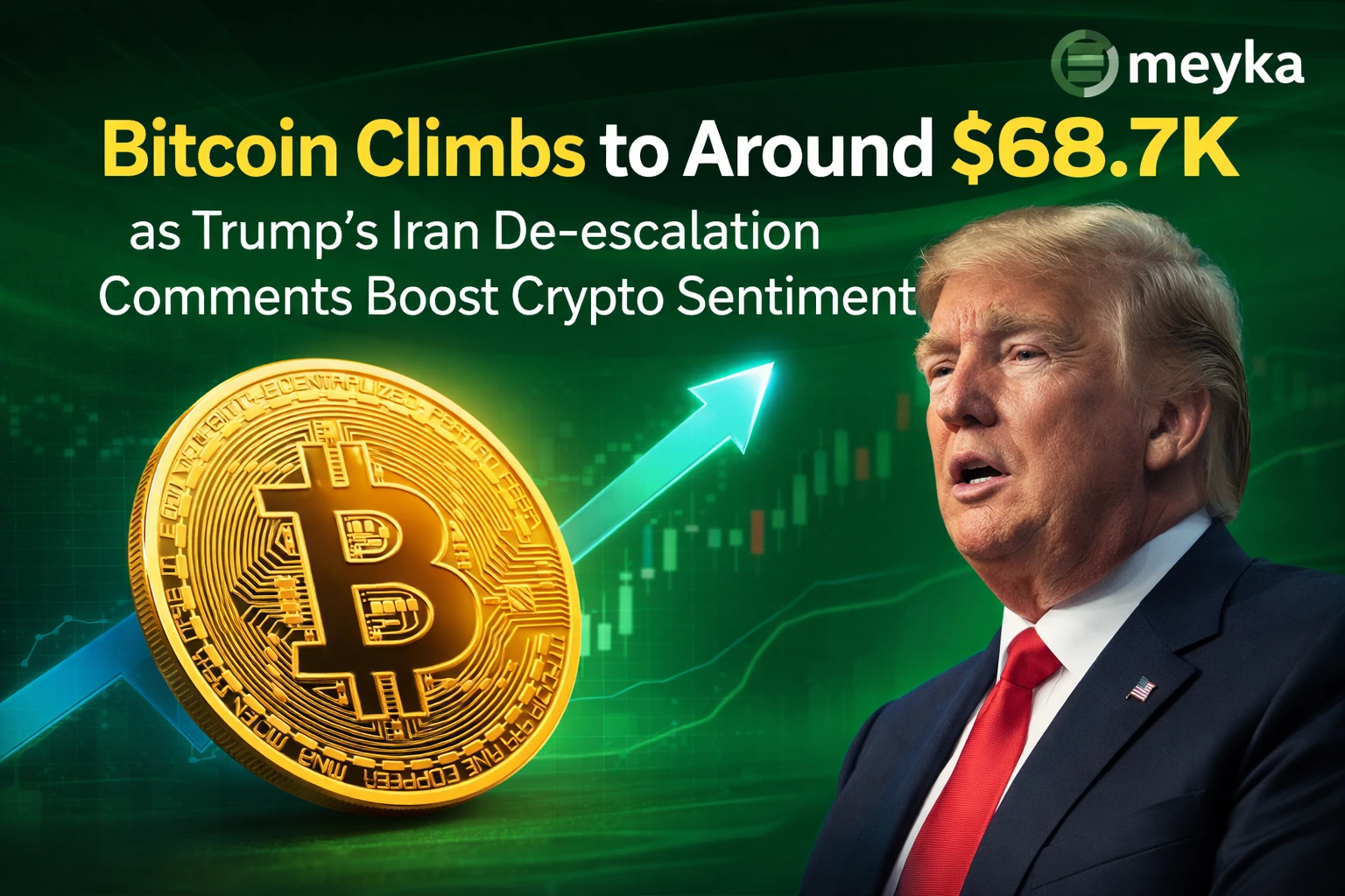 Bitcoin Climbs to Around $68.7K as Trump’s Iran De‑escalation Comments Boost Crypto Sentiment