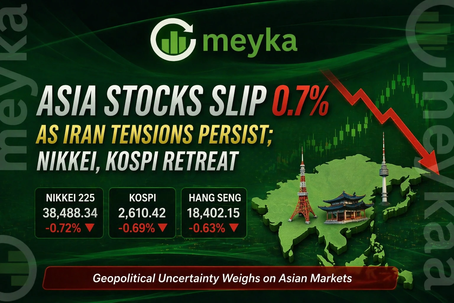 Asia Stocks Slip 0.7% as Iran Tensions Persist; Nikkei, KOSPI Retreat