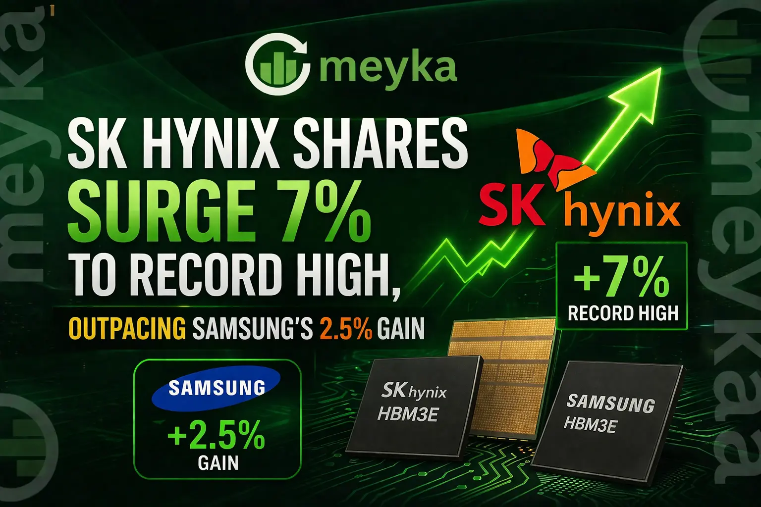 SK Hynix Shares Surge 7% to Record High, Outpacing Samsung’s 2.5% Gain