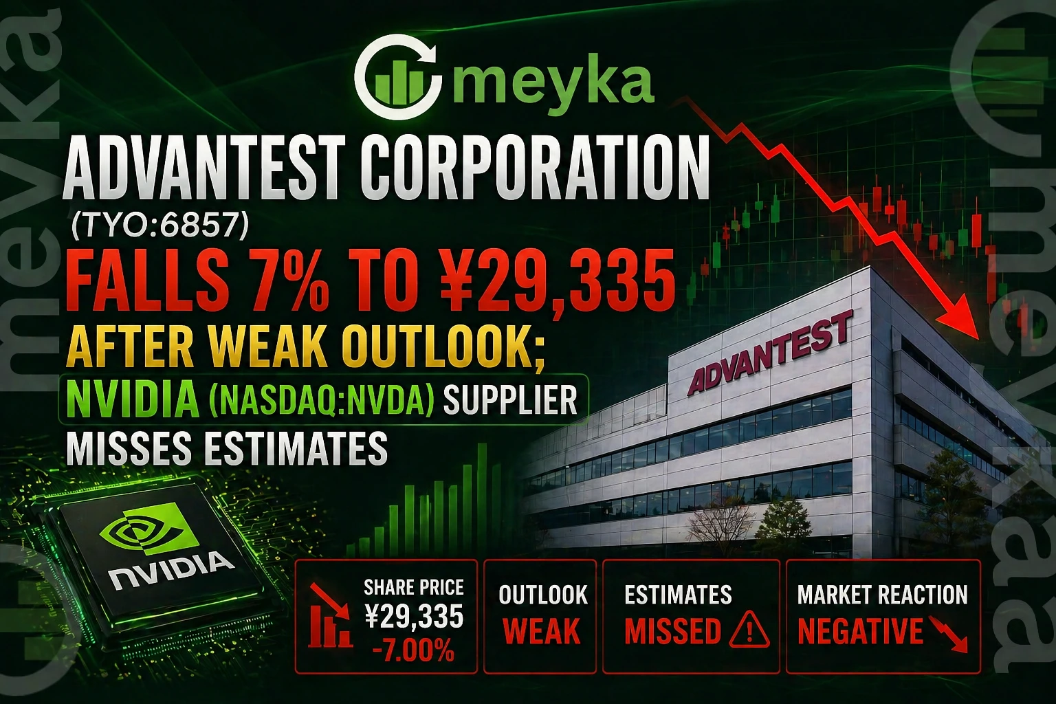 Advantest Corporation (6857.T) Falls 7% to ¥29,335 After Weak Outlook; NVIDIA (NASDAQ: NVDA) Supplier Misses Estimates