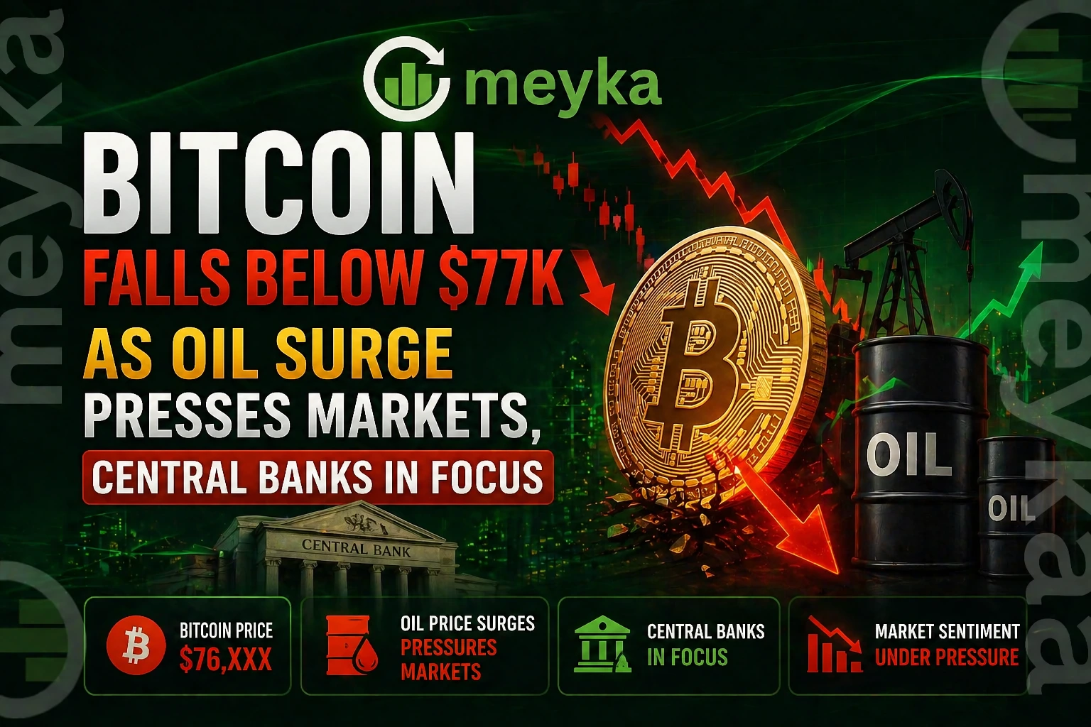 Bitcoin Falls Below $77K as Oil Surge Pressures Markets, Central Banks in Focus 