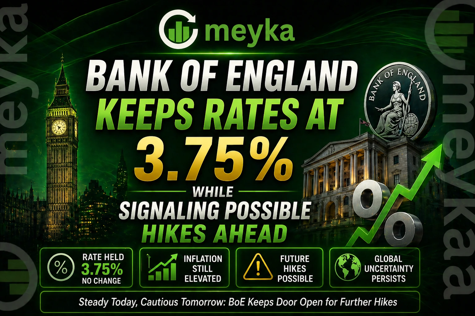 Bank of England Keeps Rates at 3.75% While Signaling Possible Hikes Ahead