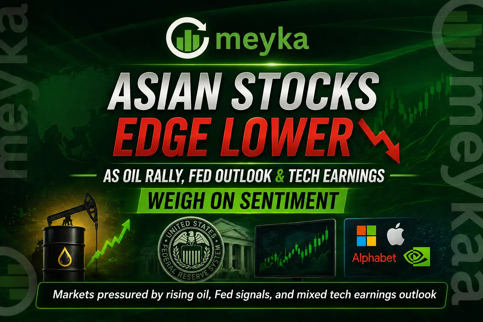 Asian Stocks Edge Lower as Oil Rally, Fed Outlook and Tech Earnings Weigh on Sentiment