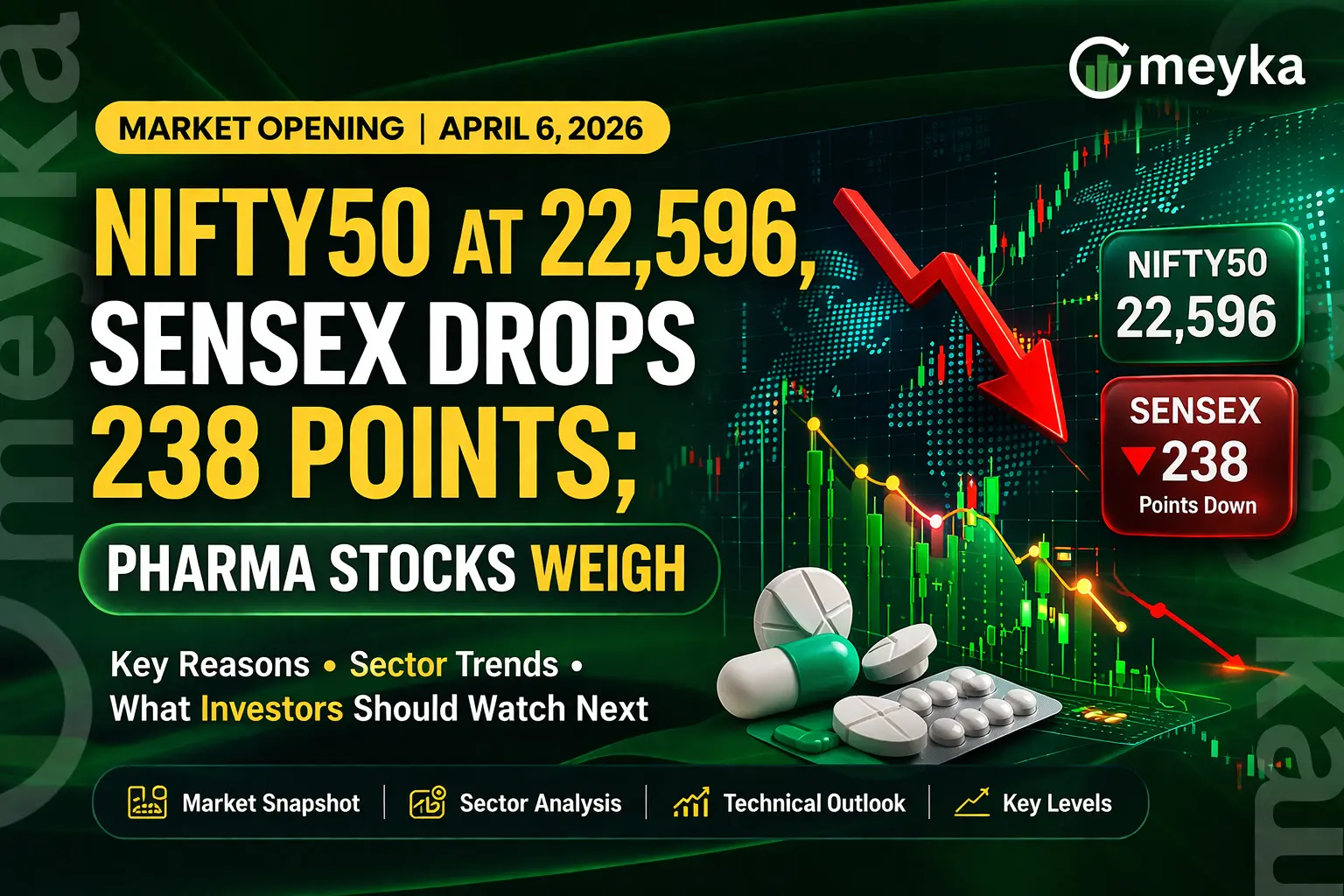 Market Opening: NIFTY50 at 22,596, SENSEX Drops 238 Points; Pharma Stocks Weigh