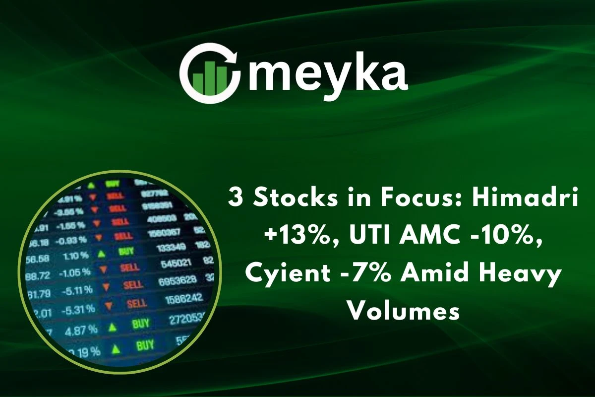 3 Stocks in Focus: Himadri +13%, UTI AMC -10%, Cyient -7% Amid Heavy Volumes