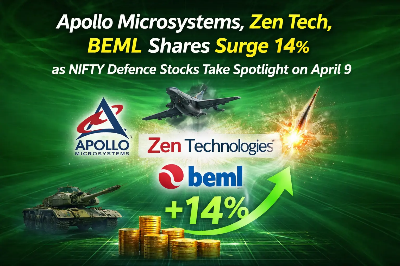 Apollo Microsystems, Zen Tech, and BEML Shares Surge 14% as NIFTY Defence Stocks Take Spotlight on April 9