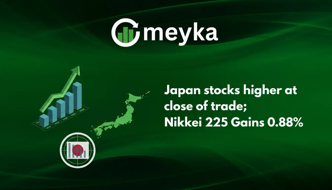 Japan Stocks Higher at Close of Trade. Nikkei 225 Gains 0.88 Percent