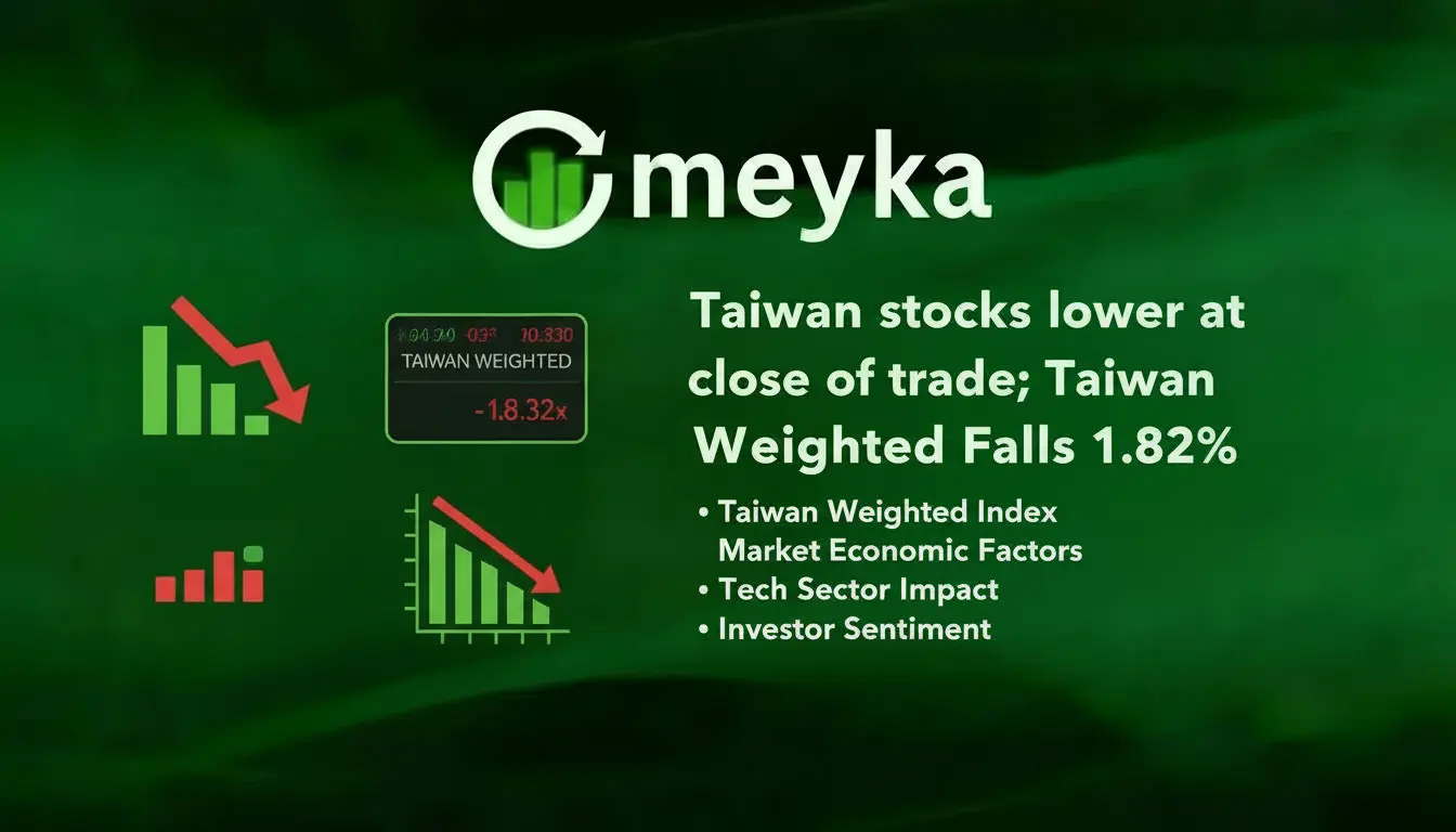 Taiwan Stocks Lower at Close of Trade. Taiwan Weighted Falls 1.82%