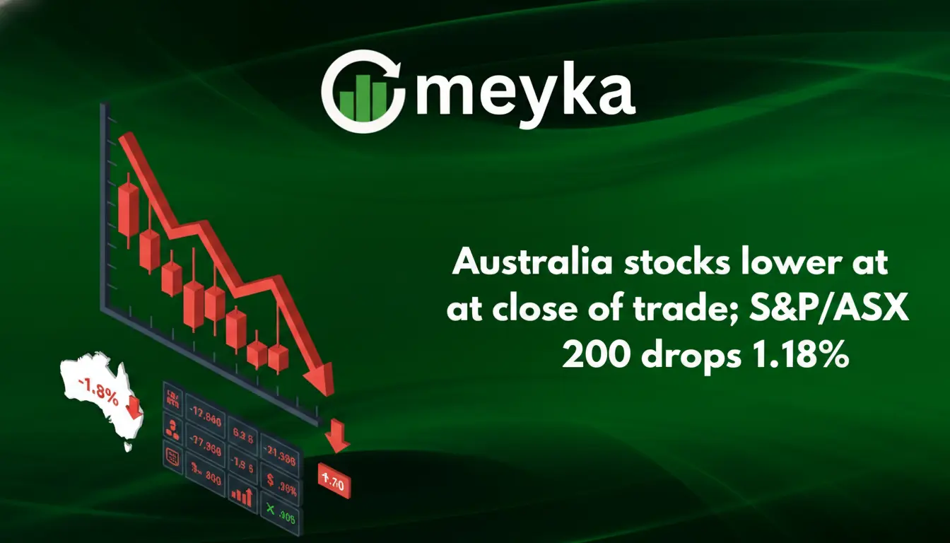 Australia Stocks Fall Sharply as S&P/ASX 200 Drops 1.18% at Close