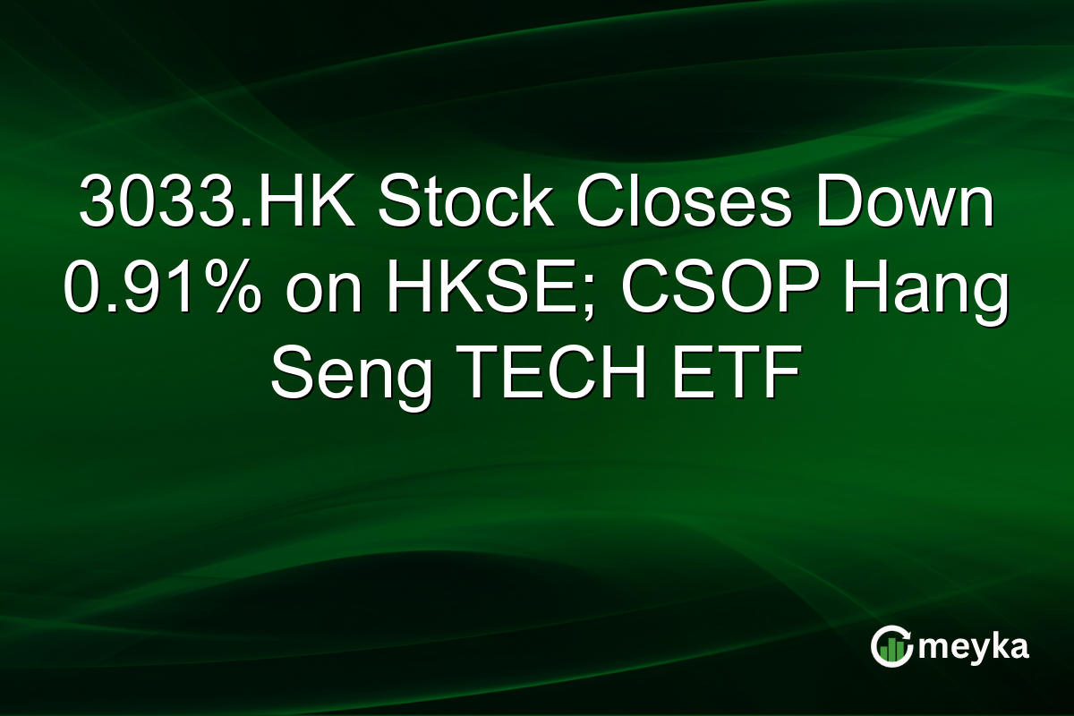 3033.HK Stock Closes Down 0.91% on HKSE; CSOP Hang Seng TECH ETF