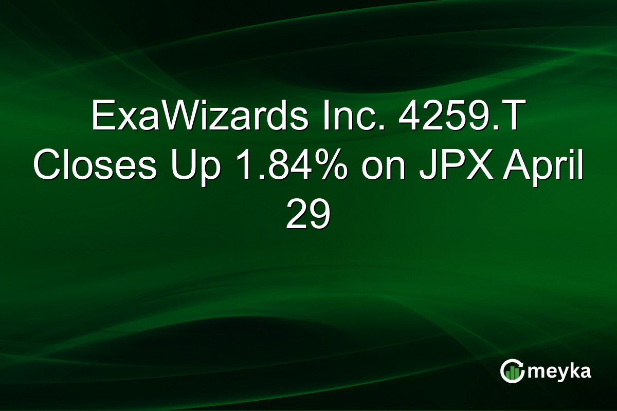 ExaWizards Inc. 4259.T Closes Up 1.84% on JPX April 29