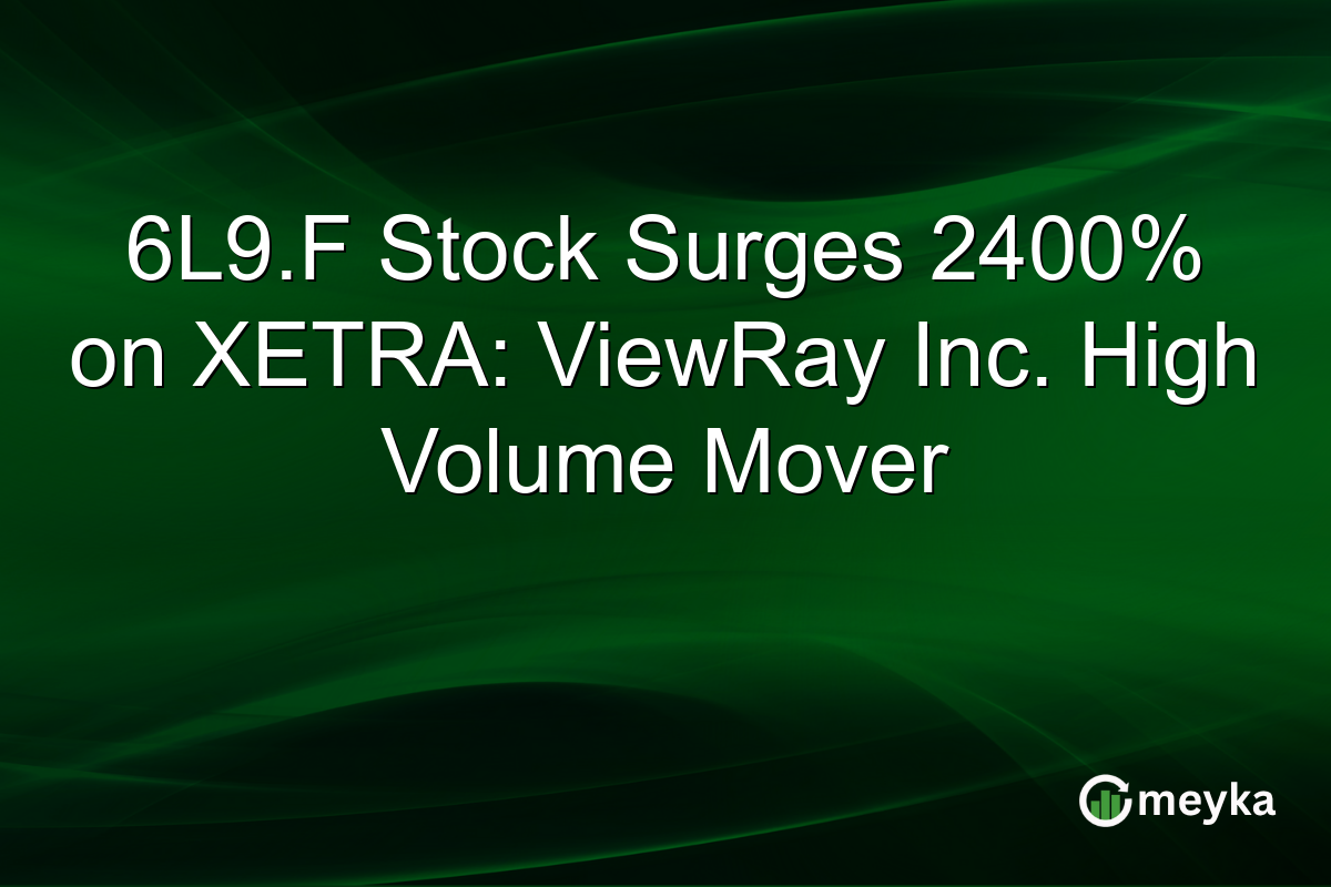 6L9.F Stock Surges 2400% on XETRA: ViewRay Inc. High Volume Mover