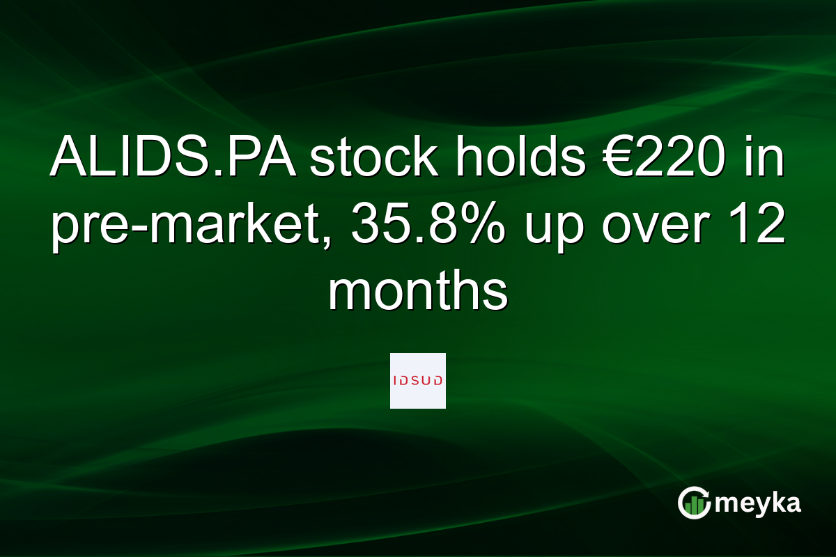 ALIDS.PA stock holds €220 in pre-market, 35.8% up over 12 months