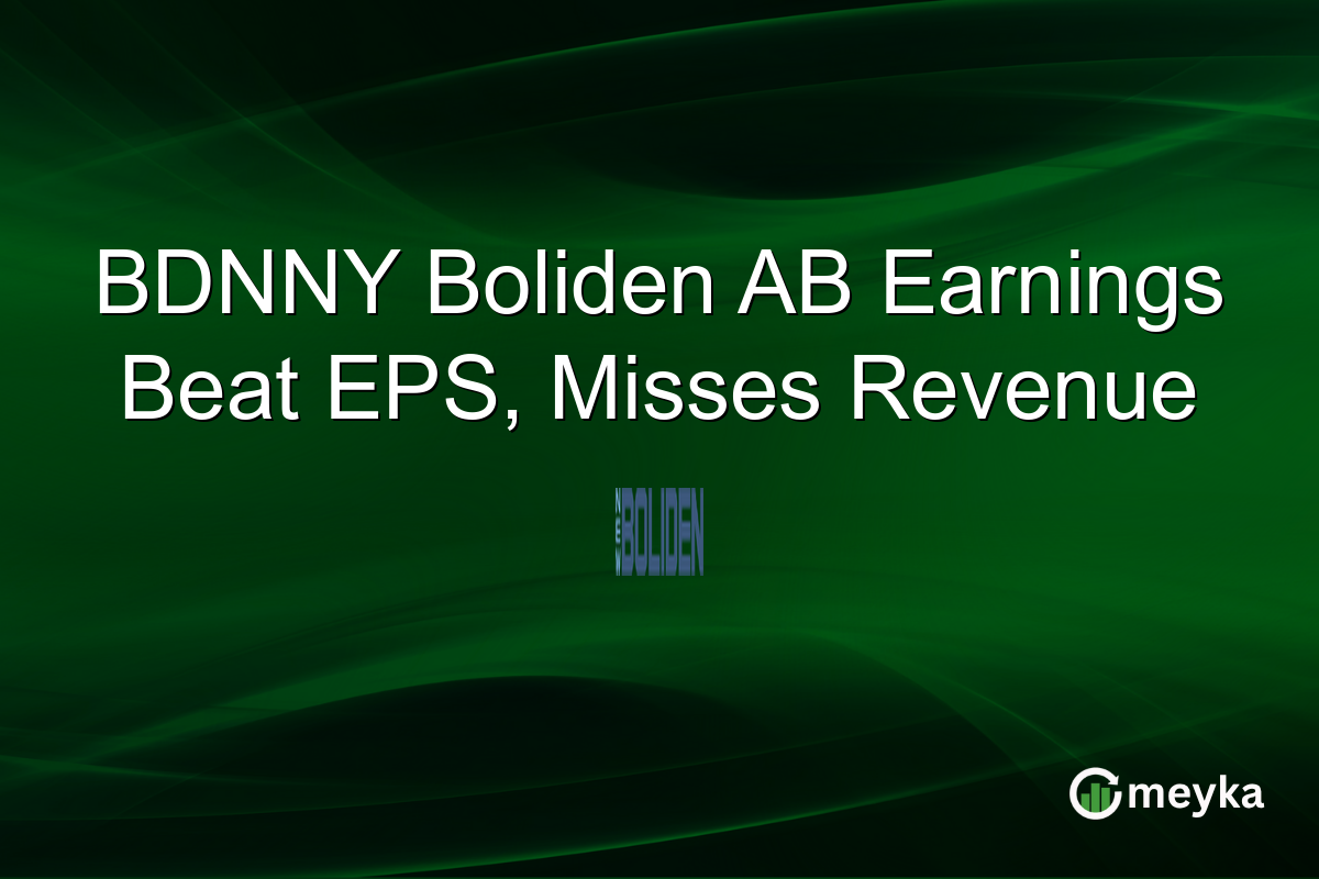 BDNNY Boliden AB Earnings Beat EPS, Misses Revenue