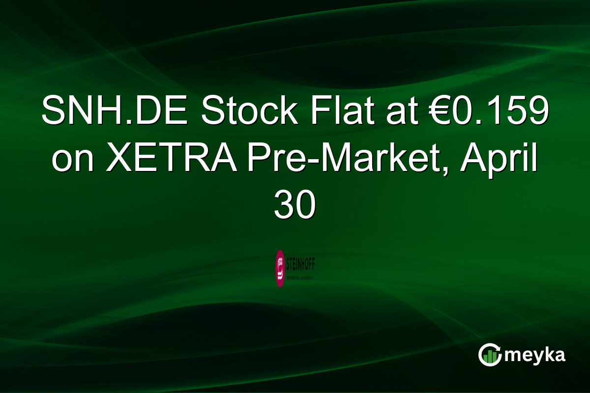 SNH.DE Stock Flat at €0.159 on XETRA Pre-Market, April 30