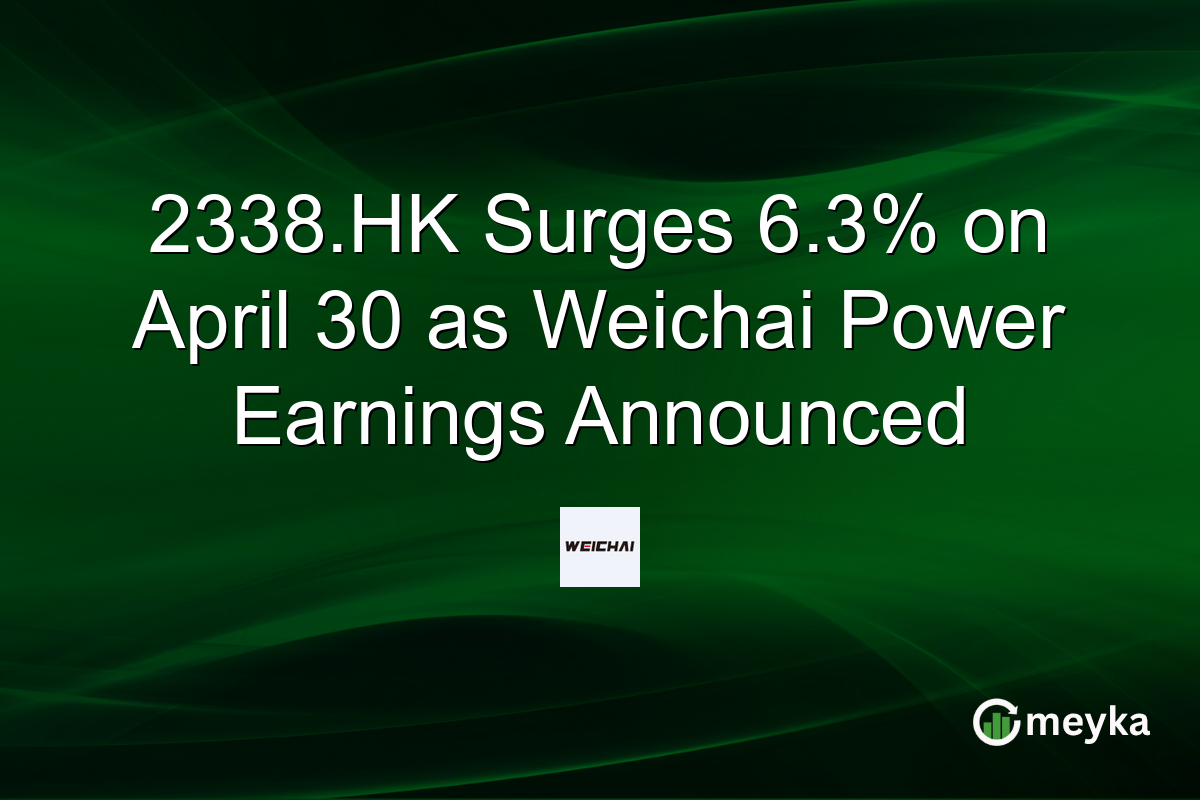 2338.HK Surges 6.3% on April 30 as Weichai Power Earnings Announced