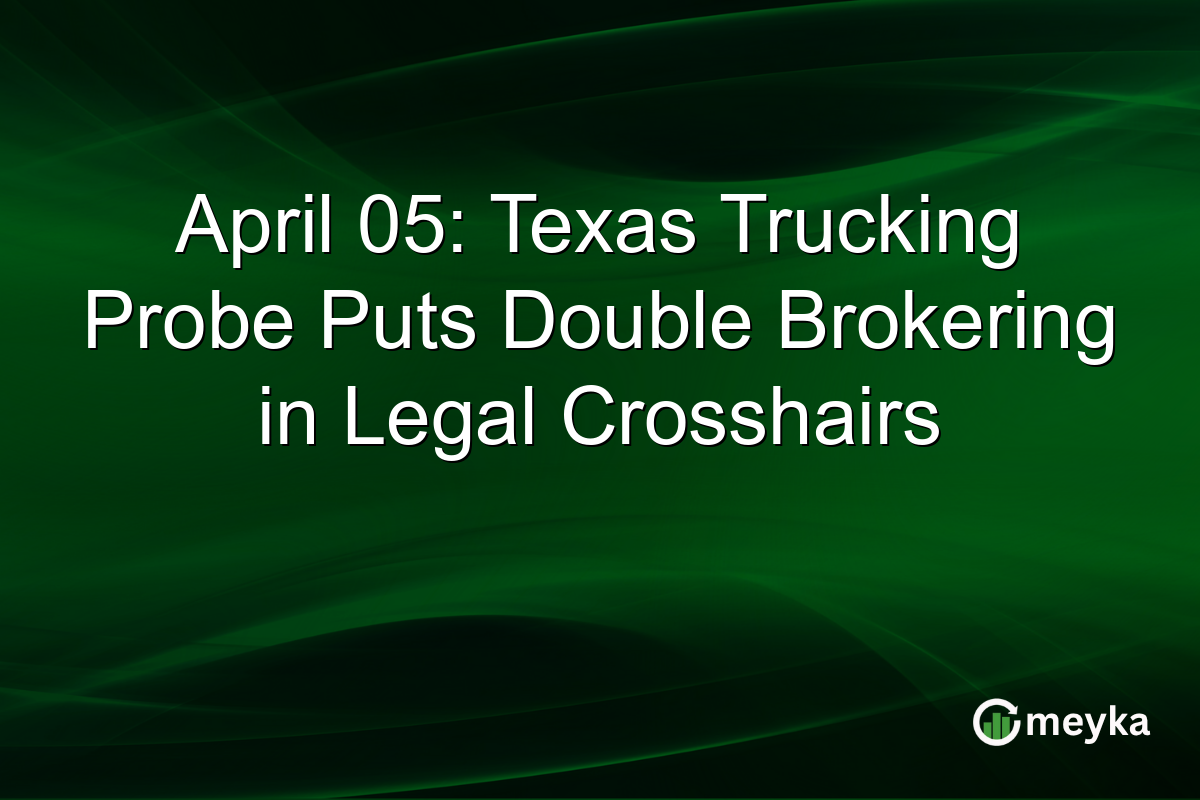 April 05: Texas Trucking Probe Puts Double Brokering in Legal Crosshairs