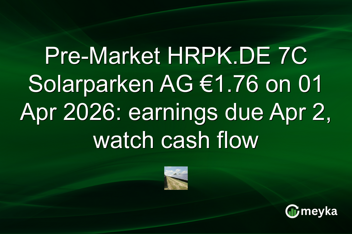 Pre-Market HRPK.DE 7C Solarparken AG €1.76 on 01 Apr 2026: earnings due Apr 2, watch cash flow