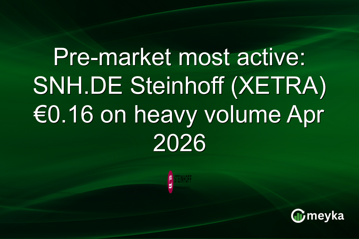 Pre-market most active: SNH.DE Steinhoff (XETRA) €0.16 on heavy volume Apr 2026