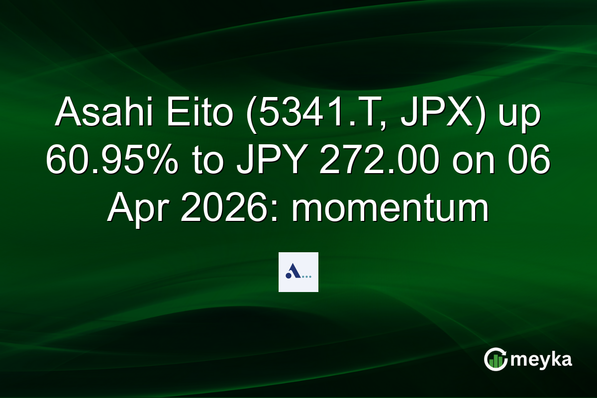 Asahi Eito (5341.T, JPX) up 60.95% to JPY 272.00 on 06 Apr 2026: momentum