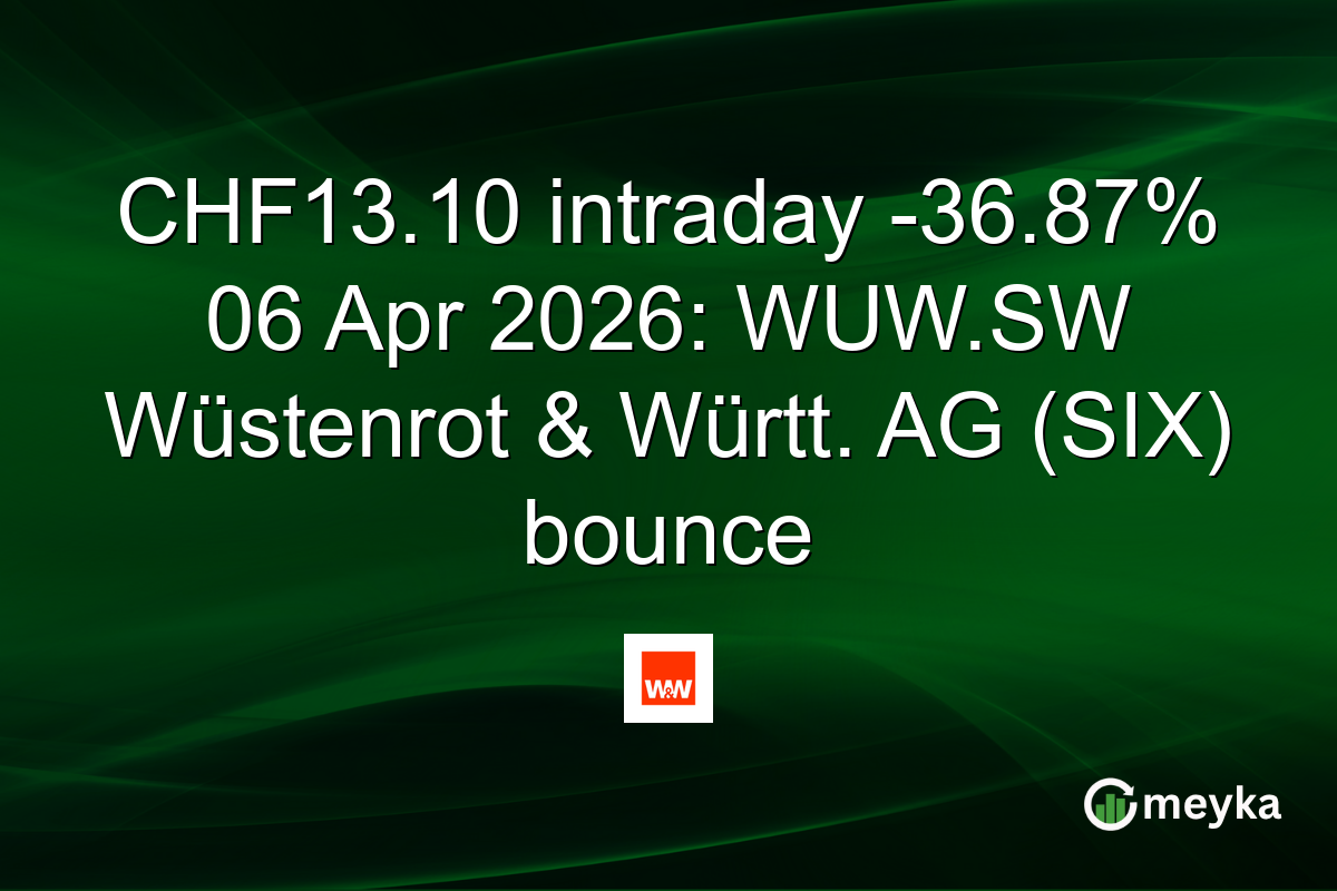 CHF13.10 intraday -36.87% 06 Apr 2026: WUW.SW Wüstenrot & Württ. AG (SIX) bounce