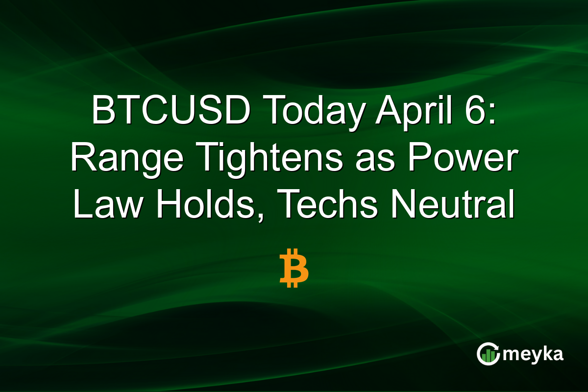 BTCUSD Today April 6: Range Tightens as Power Law Holds, Techs Neutral