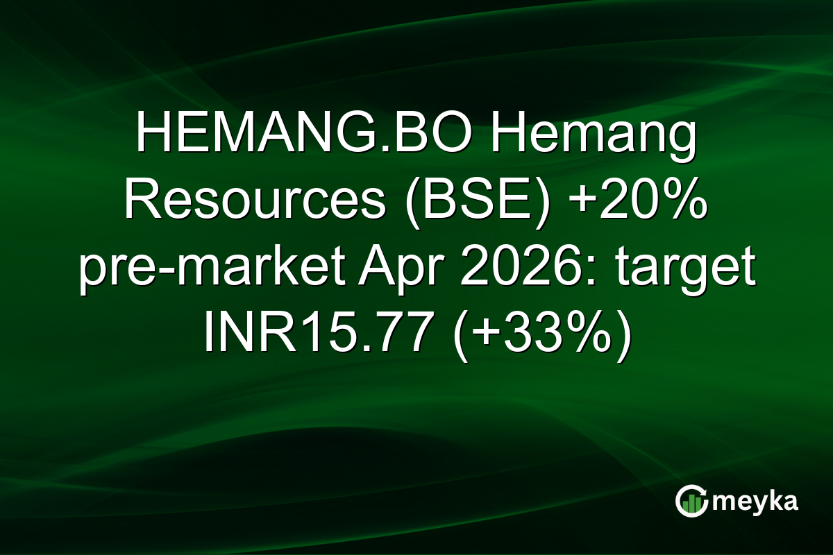 HEMANG.BO Hemang Resources (BSE) +20% pre-market Apr 2026: target INR15.77 (+33%)