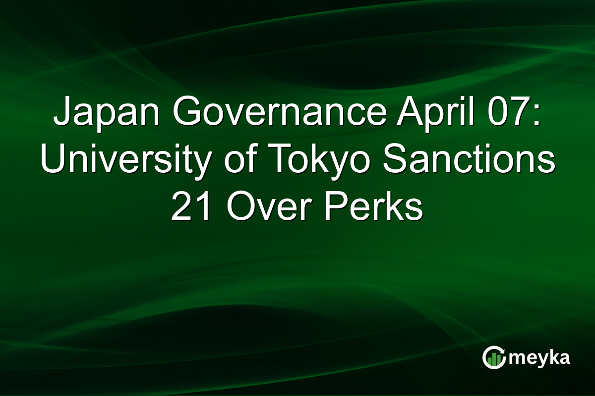 Japan Governance April 07: University of Tokyo Sanctions 21 Over Perks
