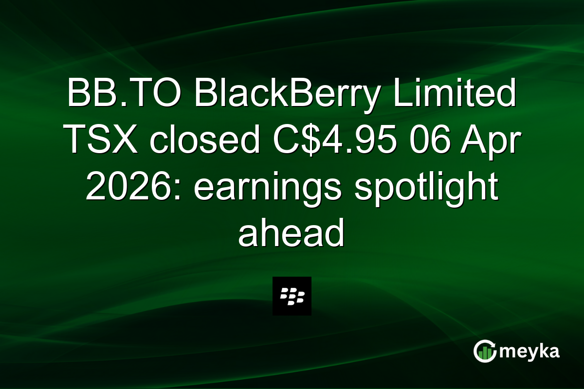 BB.TO BlackBerry Limited TSX closed C$4.95 06 Apr 2026: earnings spotlight ahead