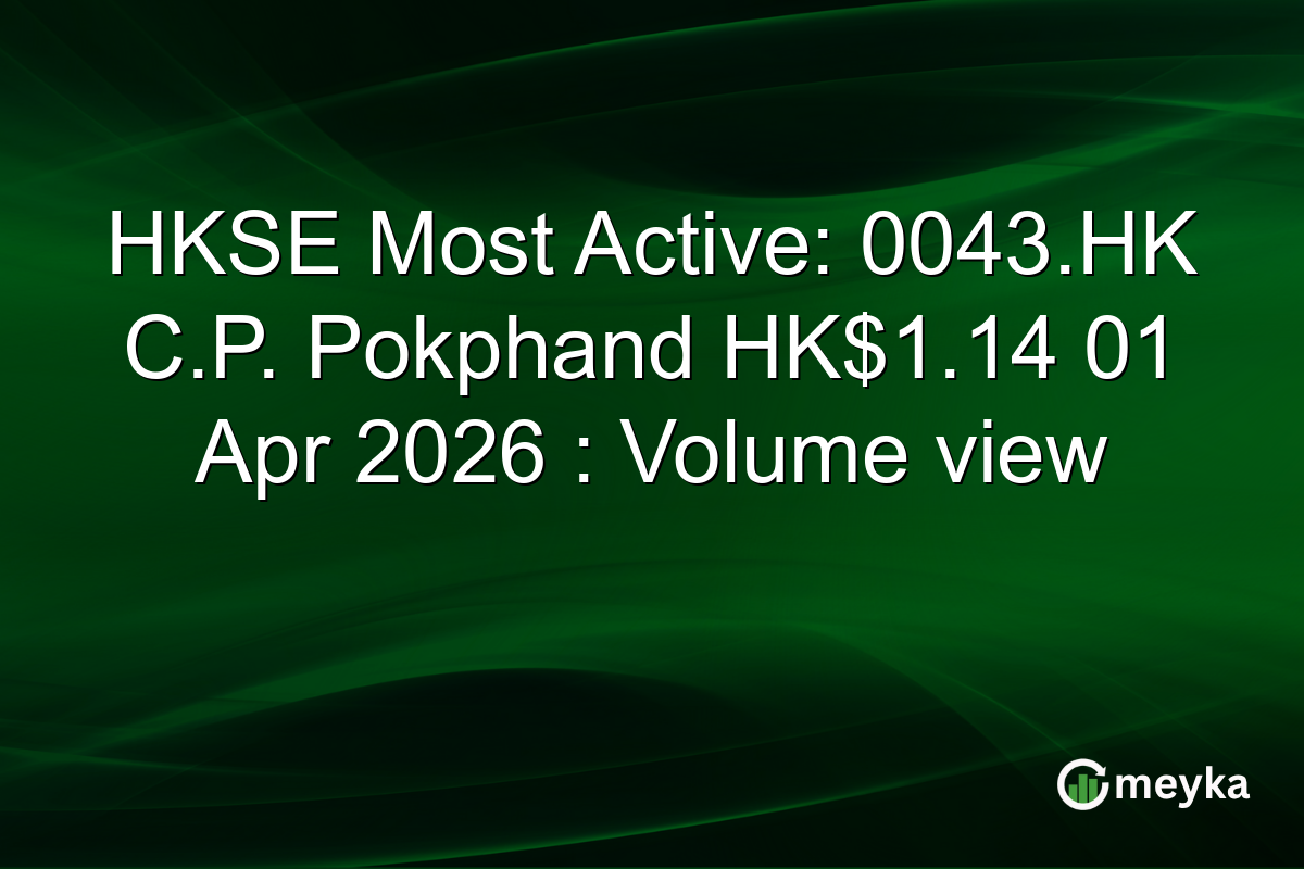 HKSE Most Active: 0043.HK C.P. Pokphand HK$1.14 01 Apr 2026 : Volume view