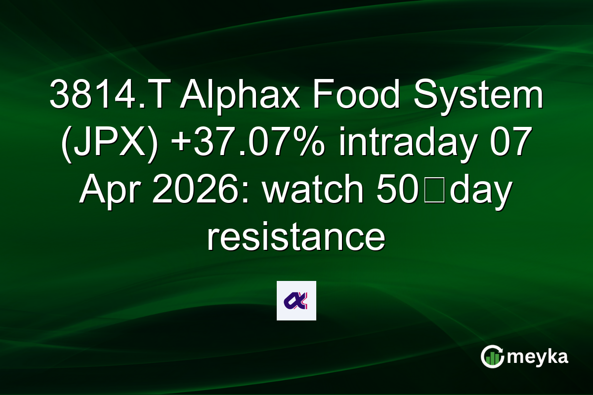 3814.T Alphax Food System (JPX) +37.07% intraday 07 Apr 2026: watch 50‑day resistance