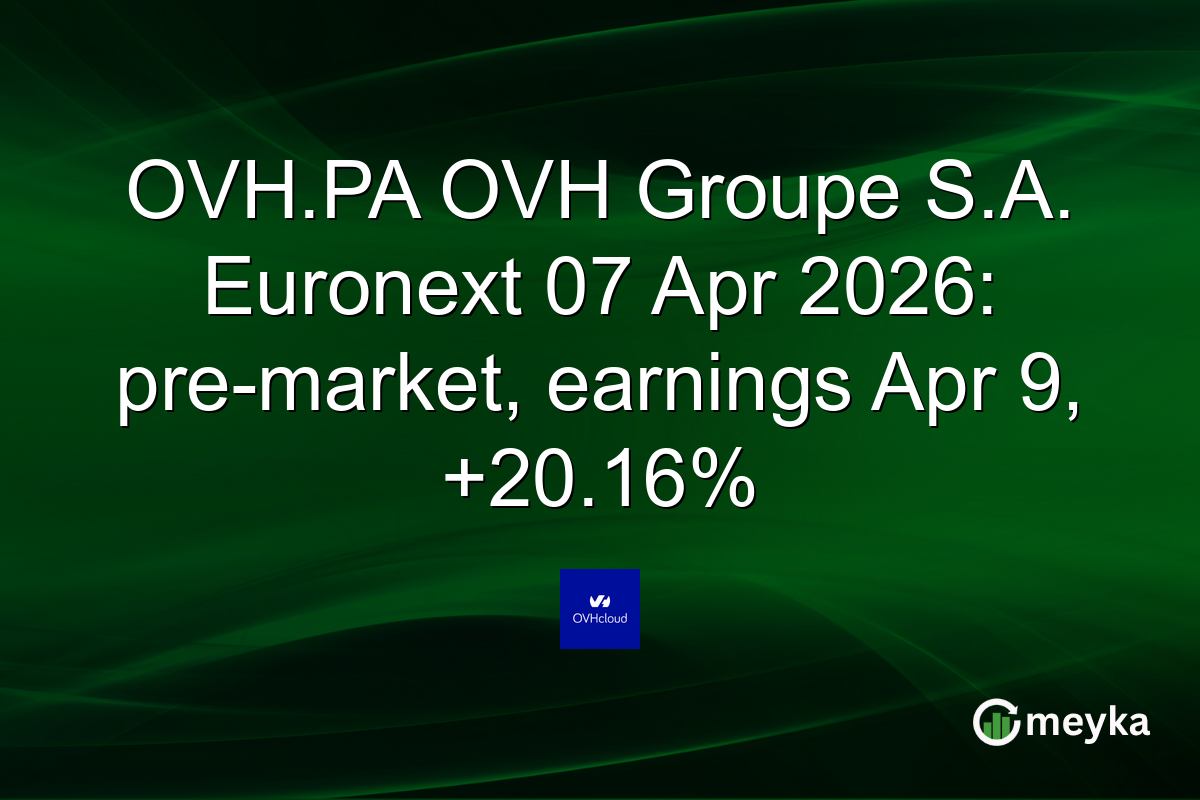 OVH.PA OVH Groupe S.A. Euronext 07 Apr 2026: pre-market, earnings Apr 9, +20.16%