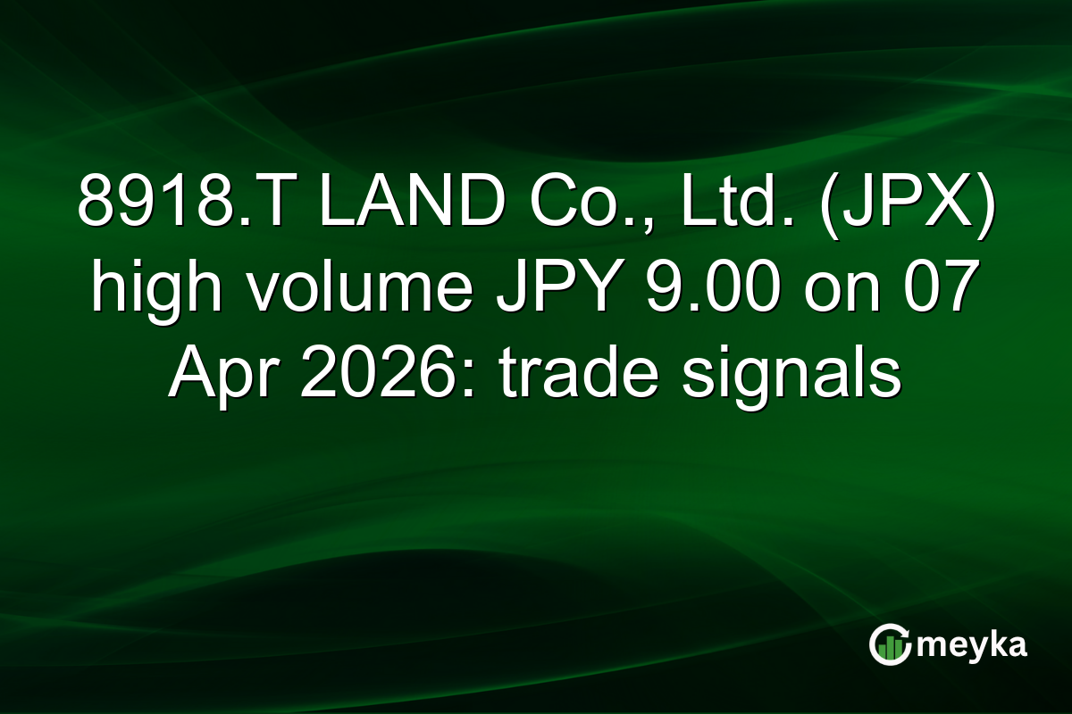 8918.T LAND Co., Ltd. (JPX) high volume JPY 9.00 on 07 Apr 2026: trade signals