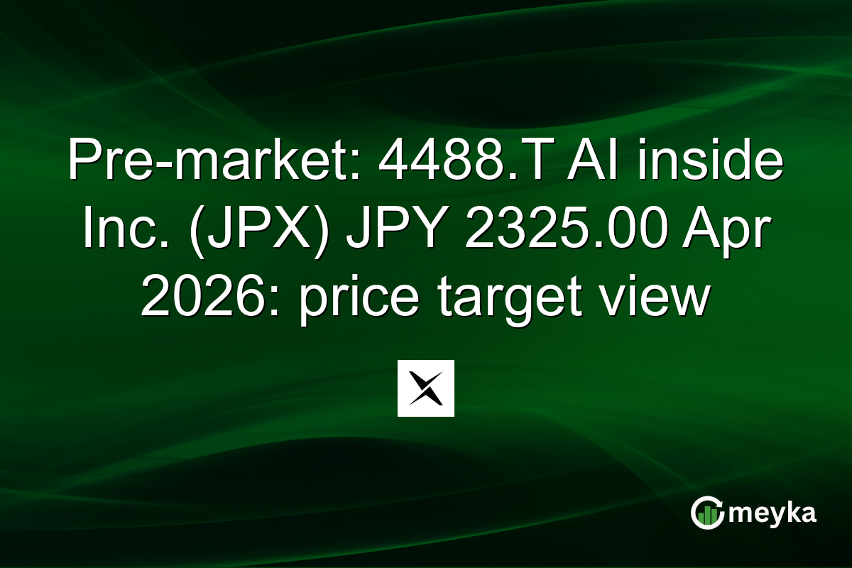 Pre-market: 4488.T AI inside Inc. (JPX) JPY 2325.00 Apr 2026: price target view