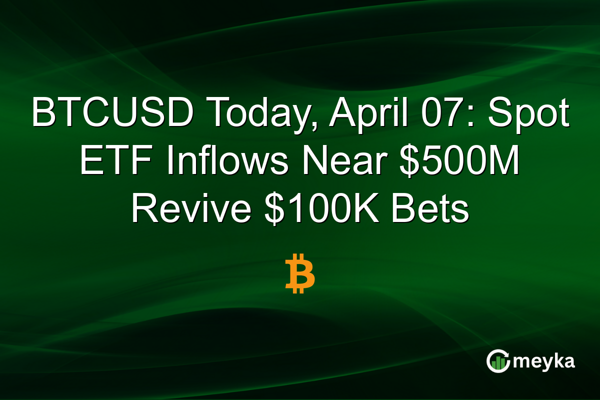 BTCUSD Today, April 07: Spot ETF Inflows Near $500M Revive $100K Bets